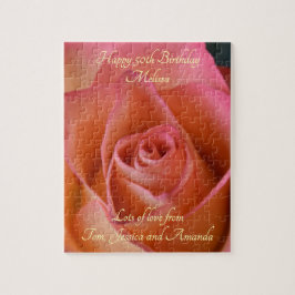 Pfirsichrosa Rose Puzzle personalizable