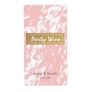 Pfirsichrosa und Faux-Gold Chic-Weinetiketten