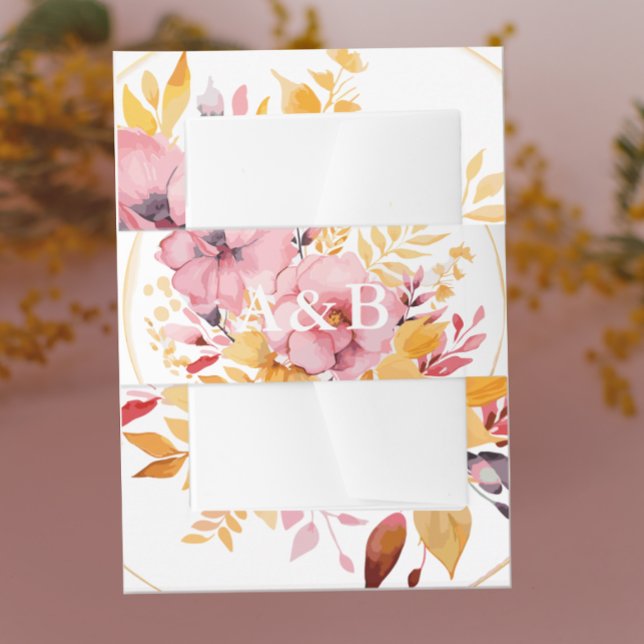 Pfirsichrosa und goldgelbe Mongolenpfeife Einladungsbanderole (Von Creator hochgeladen)