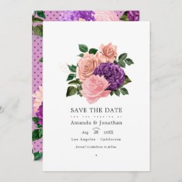 Pfirsichrosa und Lavendel Lila Blumenhochzeit Save The Date