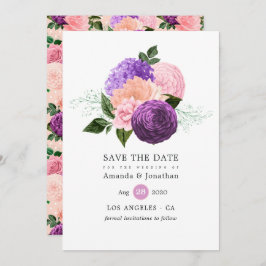 Pfirsichrosa und Lavendel Lila Blumenhochzeit Save The Date