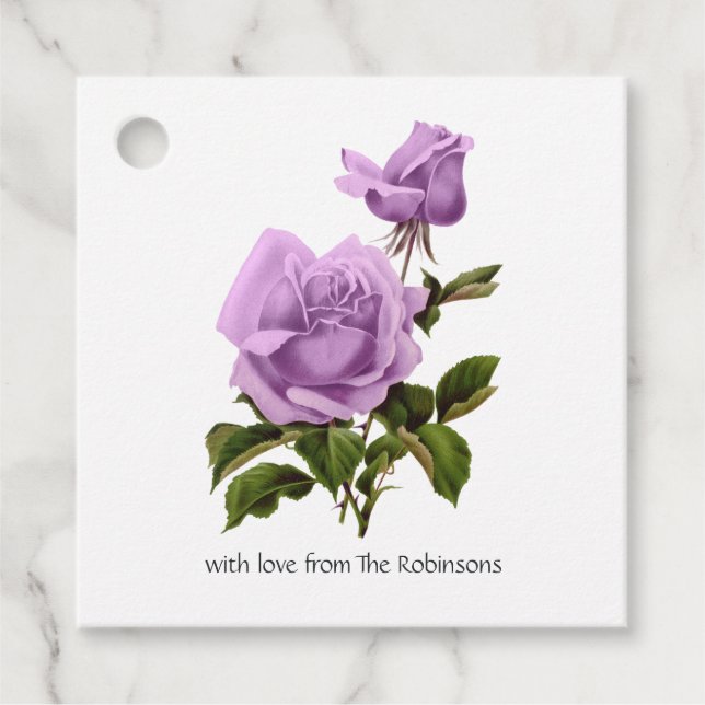 Pfirsichrosa und Lavendel Lila Geschenkanhänger (Vorderseite)