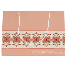 Pfirsichrosa und rostrote Flora Große Geschenktüte