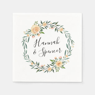 Pfirsichrosen   Personalisierte Hochzeit Serviette