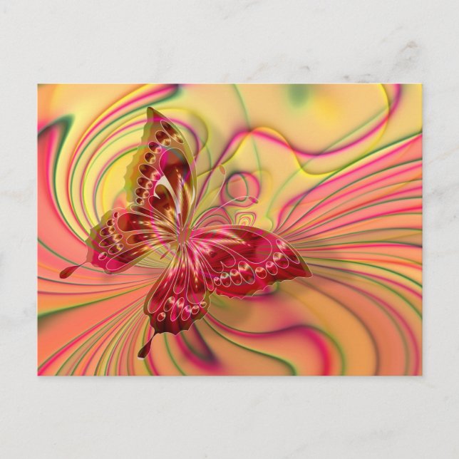 Pfirsichroter Schmetterling Postkarte (Vorderseite)