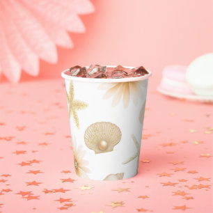 Pfirsichstrand Muscheln & Blumen Sommer Chic Papie Pappbecher