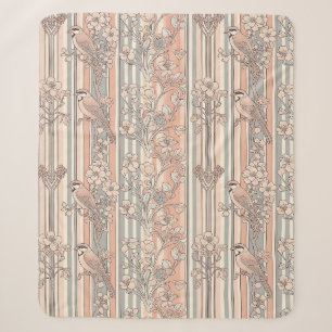 Pfirsichstreifen Blumen-Vogel Elegant (2) Sherpadecke