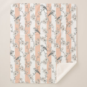 Pfirsichstreifen Blumen-Vogel Elegant (5) Sherpadecke