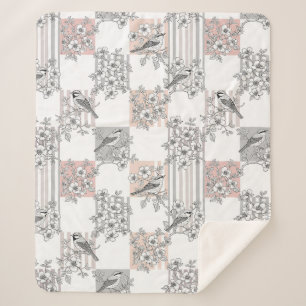 Pfirsichstreifen Blumen-Vogel Elegant (6) Sherpadecke