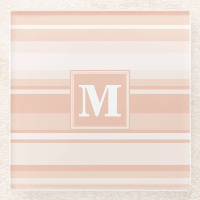 Pfirsichstreifen Glasuntersetzer (Vorderseite)