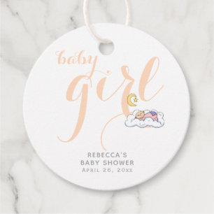 Pfirsichtypografie - schlafende Mädchen-Dusche Geschenkanhänger