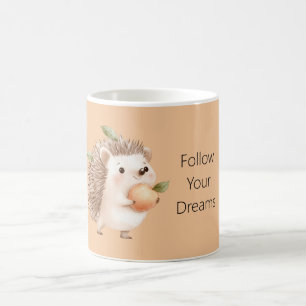 Pfirsig-Igel grüne Blätter Träume Kaffeetasse