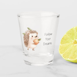 Pfirsig-Igel grüne Blätter Träume Schnapsglas