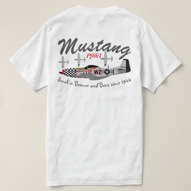 Pfive1 P-51 Mustang 1944 T-Shirt (Design Rückseite)