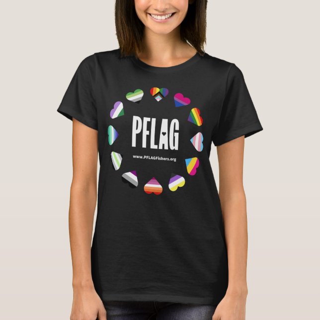PFLAG Fishers Pride - weißes Logo - weiße URL T-Shirt (Vorderseite)