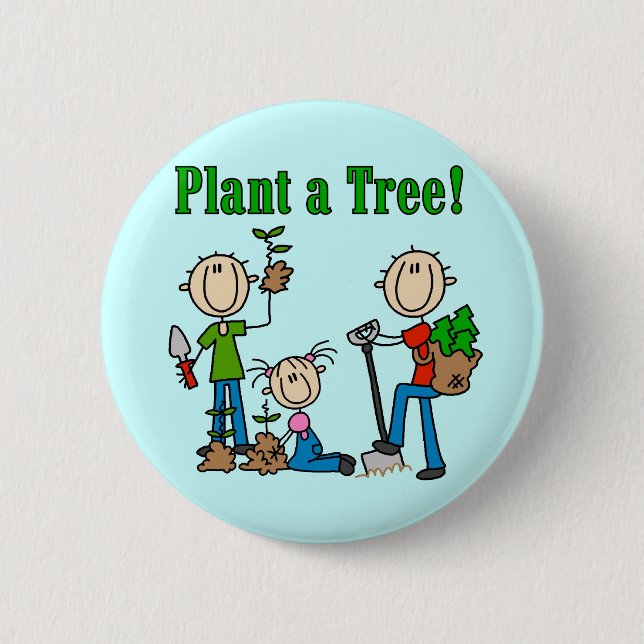 Pflanz-ein-Baum-T-Shirts und Geschenke Button (Vorderseite)