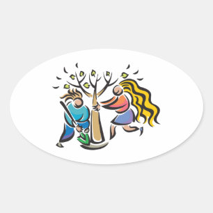 Pflanze A Baum Ovaler Aufkleber
