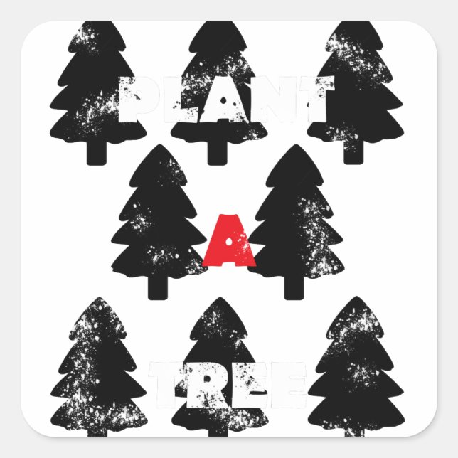 Pflanze A Baummuster Quadratischer Aufkleber (Vorderseite)
