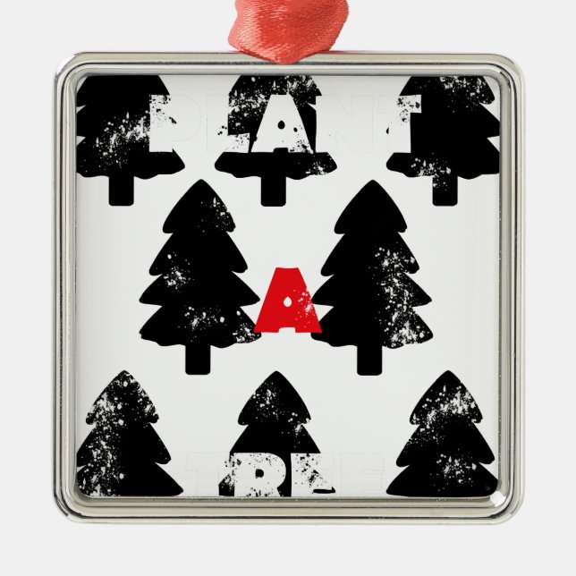 Pflanze A Baummuster Silbernes Ornament (Vorne)