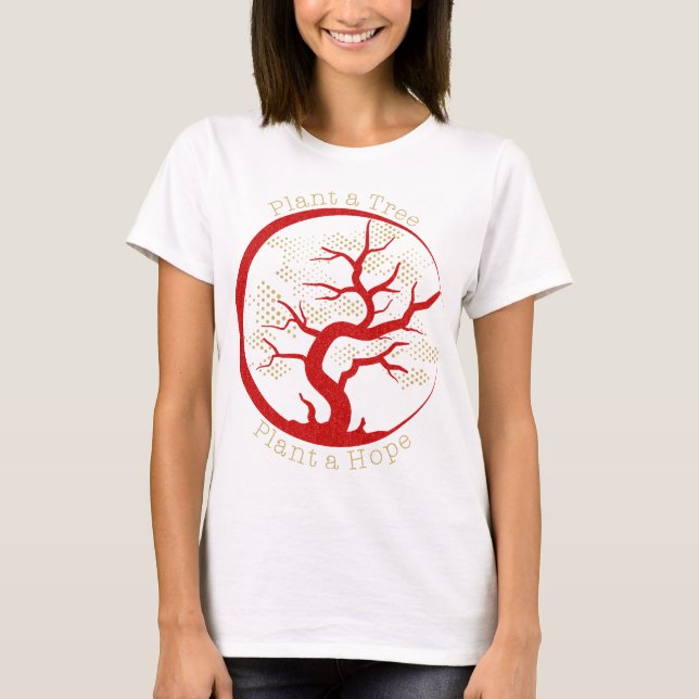Pflanze a Tree Pflanze a Hope Chic Red Gold Glitze T-Shirt (Vorderseite)