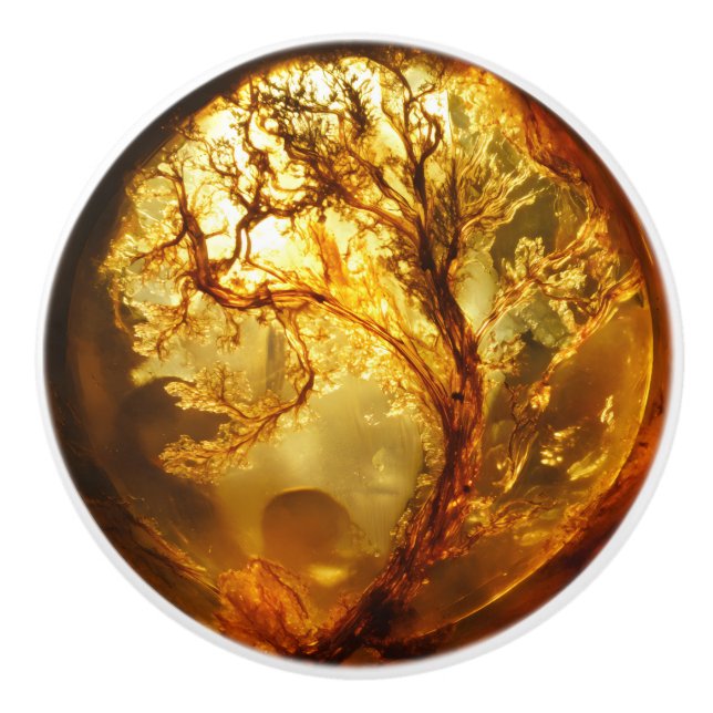 Pflanze Amber Muster Keramikknauf (Vorderseite)