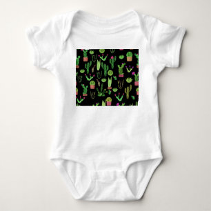 Pflanze Aquarellkaktuspflanzen Nahtloser Hintergru Baby Strampler