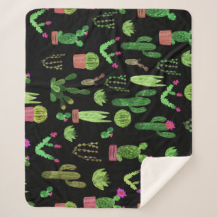 Pflanze Aquarellkaktuspflanzen Nahtloser Hintergru Sherpadecke