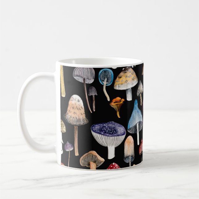 Pflanze: Aquarellpilze, Blätter pattern Kaffeetasse (Links)