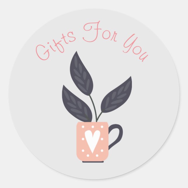 Pflanze Art Modernes Design Geschenkmarken Runder Aufkleber (Vorderseite)