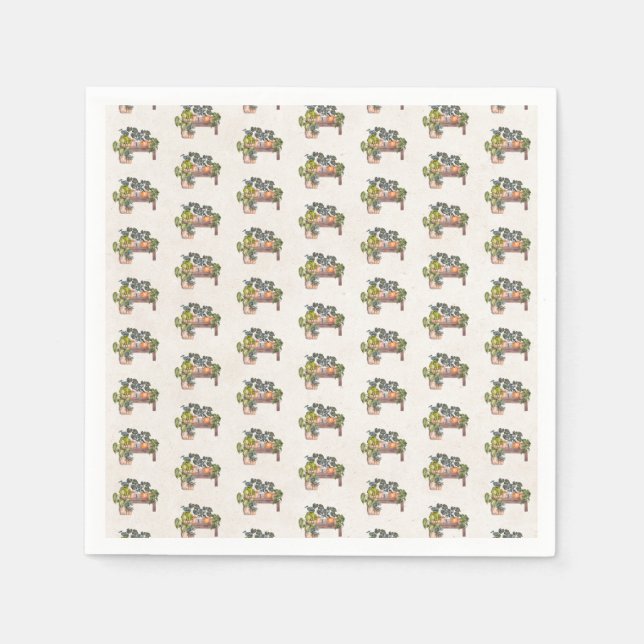 Pflanze auf der Gartenbank Serviette (Vorderseite)