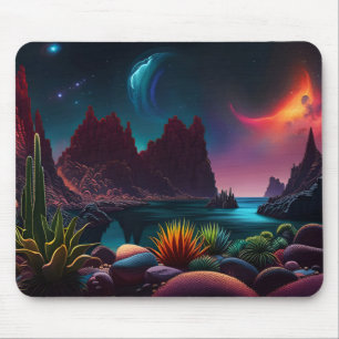 Pflanze auf einem Alien-Planeten unter Sternen Mousepad