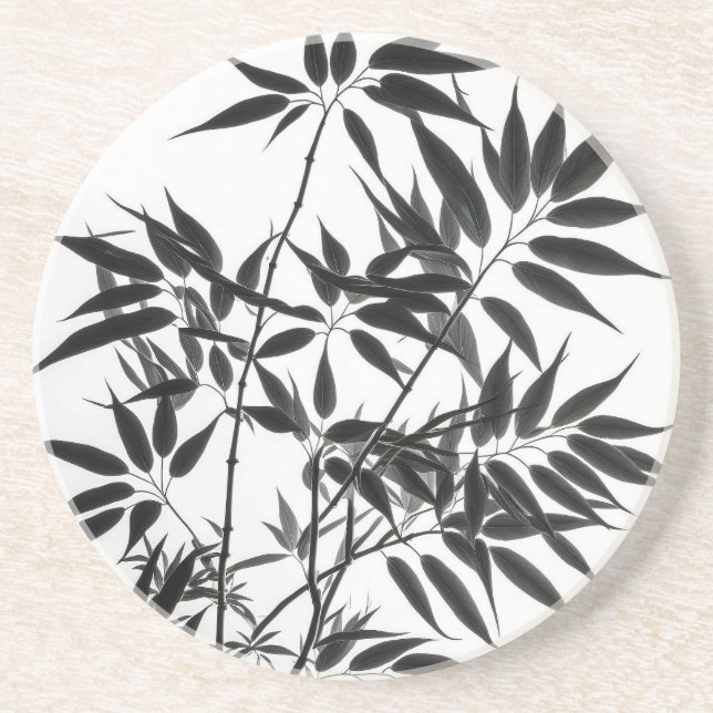 Pflanze aus schwarzem und weißem Bambus Getränkeuntersetzer (Vorne)