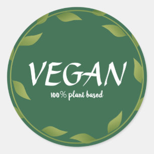 Pflanze basiert zu 100 % auf Veganen Stickern Kl Runder Aufkleber