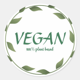 Pflanze basiert zu 100 % auf Veganen Stickern   Kl Runder Aufkleber
