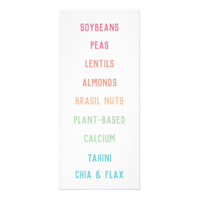 Pflanze-basierte Kalziumquellen Vegane Ernährung Werbekarte (Vorne)