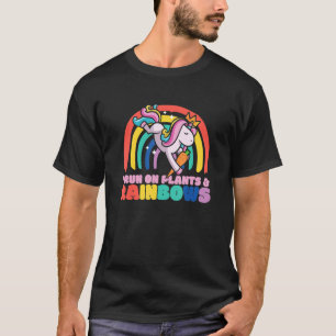 Pflanze-basierte Unicorns laufen auf Pflanze und R T-Shirt