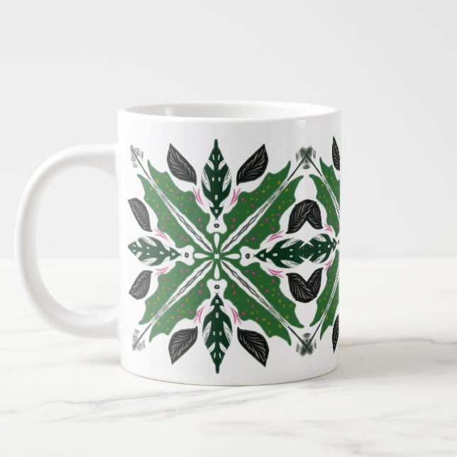 Pflanze Begonias Gebet Monstera Grüne Mandala Jumbo-Tasse (Links)