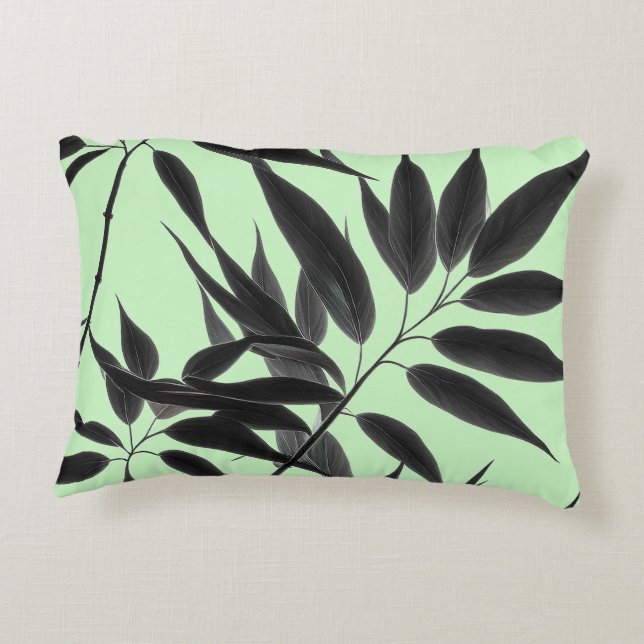 Pflanze "Black and Mint Green" Dekokissen (Rückseite)
