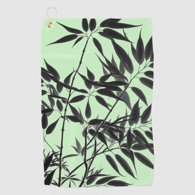 Pflanze "Black and Mint Green" Golfhandtuch (Vorderseite)
