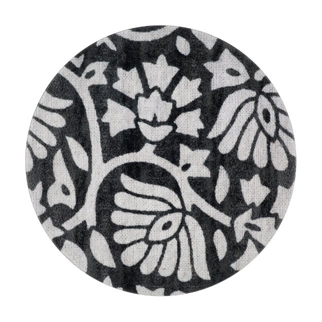 Pflanze, Blume, abstrakte schwarz-weiße Tischdecke Schneidebrett (Vorderseite)