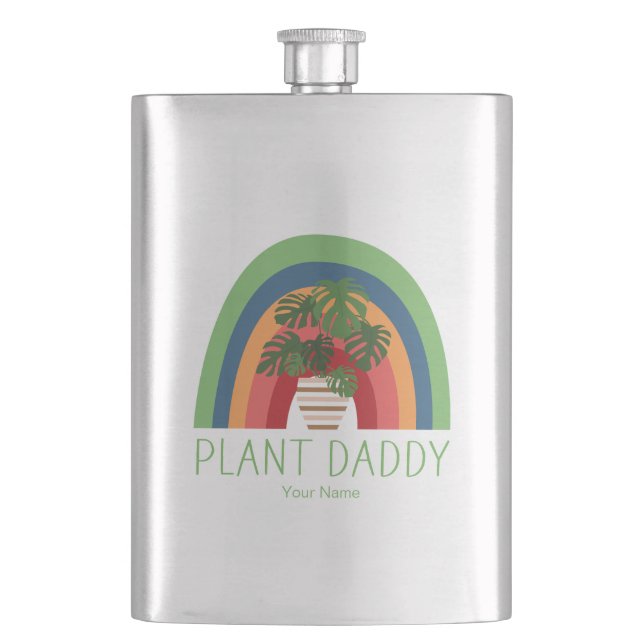 Pflanze Daddy Boho Rainbow Garden Monstera Blätter Flachmann (Vorderseite)