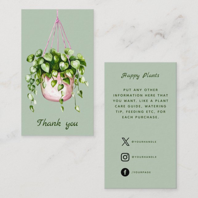 Pflanze der Aquarellfärbung Vielen Dank Begleitkarte (Vorne/Hinten)