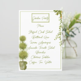 Pflanze des Garden Party und Flachmenü Menükarte