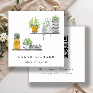 Pflanze des gepotteten Hauses Botanischer QR-Code Quadratische Visitenkarte