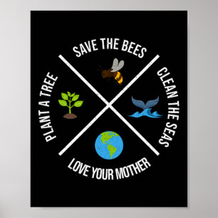 Pflanze des glücklichen Erdes Bäume Saubere Meere  Poster