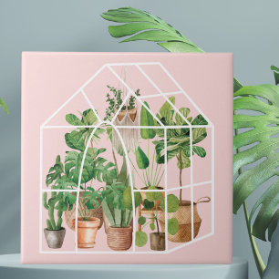 Pflanze des Niedlichen tropischen Hauses in Rosa Fliese