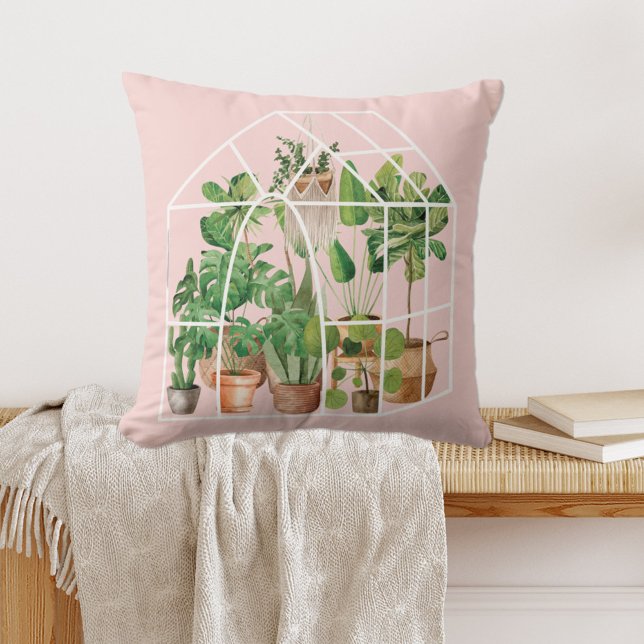 Pflanze des tropischen Wasserhauses Rosa Kissen (In situ on bench)