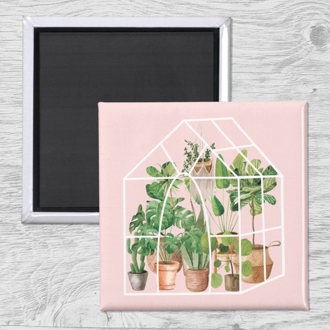 Pflanze des tropischen Wasserhauses Rosa Magnet (Close up on wood)