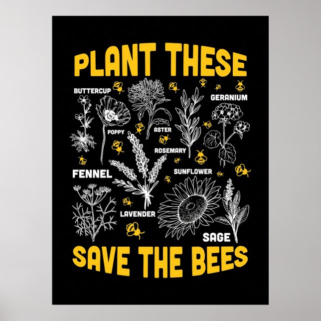 Pflanze Diese Rettete die Bienen Poster (Vorne)