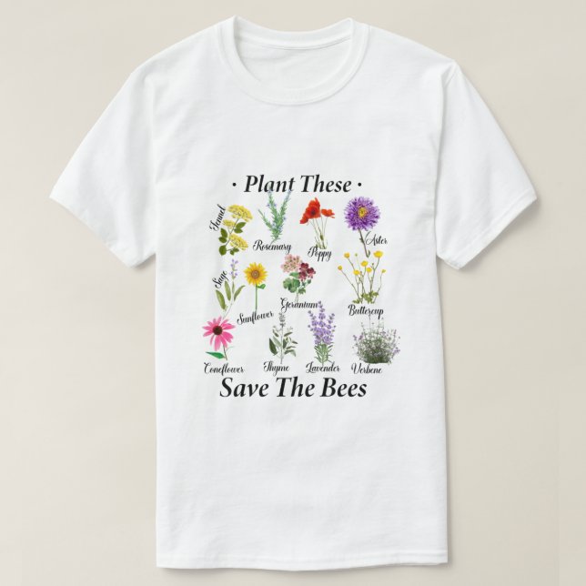 Pflanze diese Rettete die Bienen T-Shirt (Design vorne)